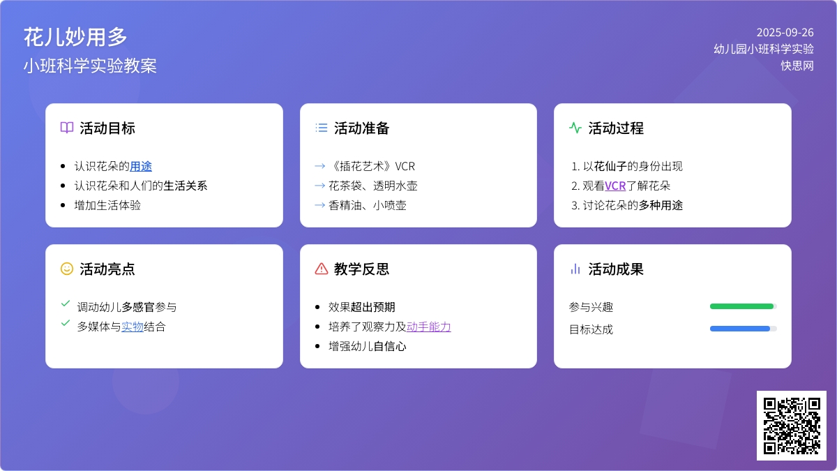 小班科学实验教案《花儿妙用多》含反思