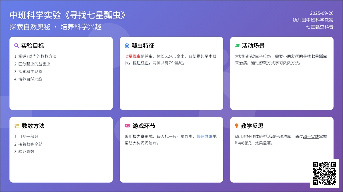 中班科学实验教案《寻找七星瓢虫》含反思