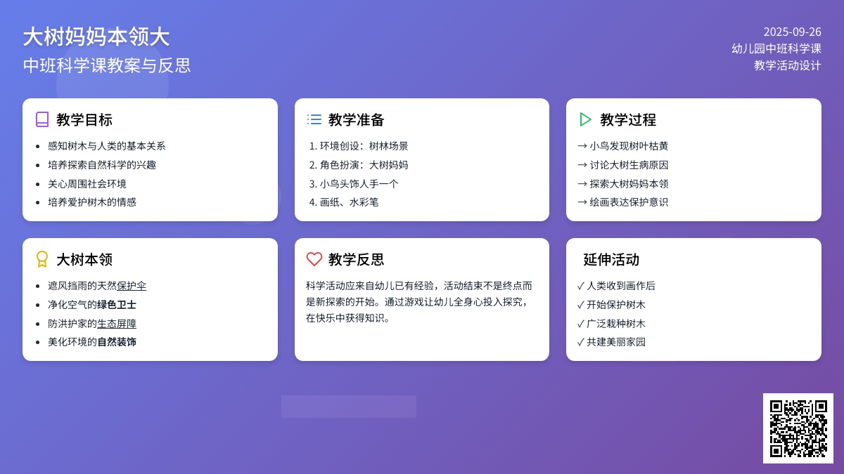 幼儿园中班科学课教案《大树妈妈本领大》含反思