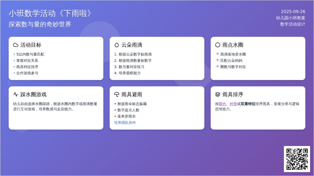 小班数学教案活动《下雨啦》含反思