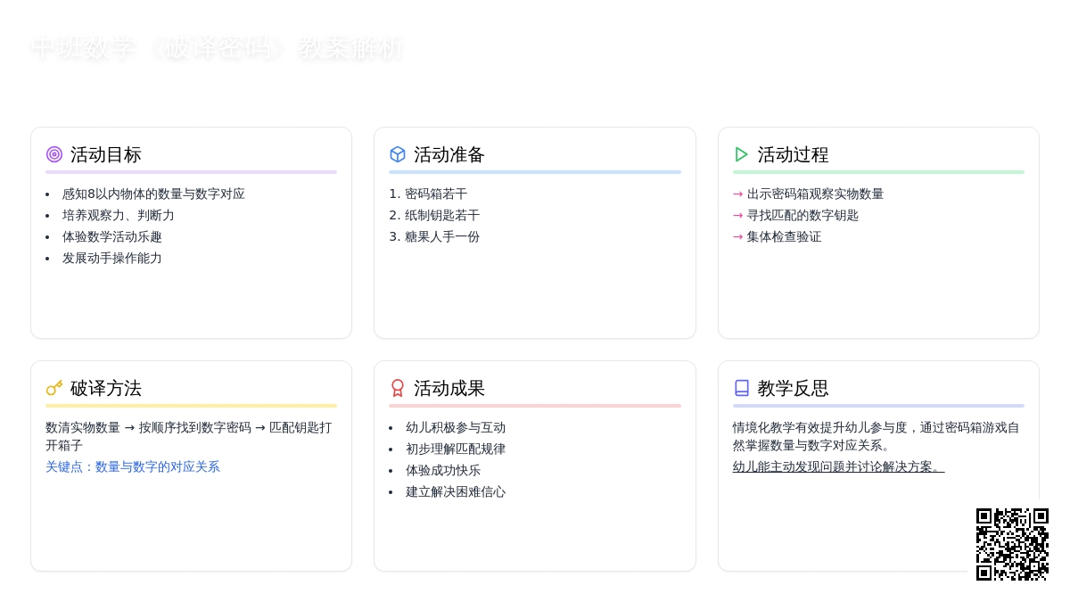 幼儿园中班数学教案《破译密码》含反思