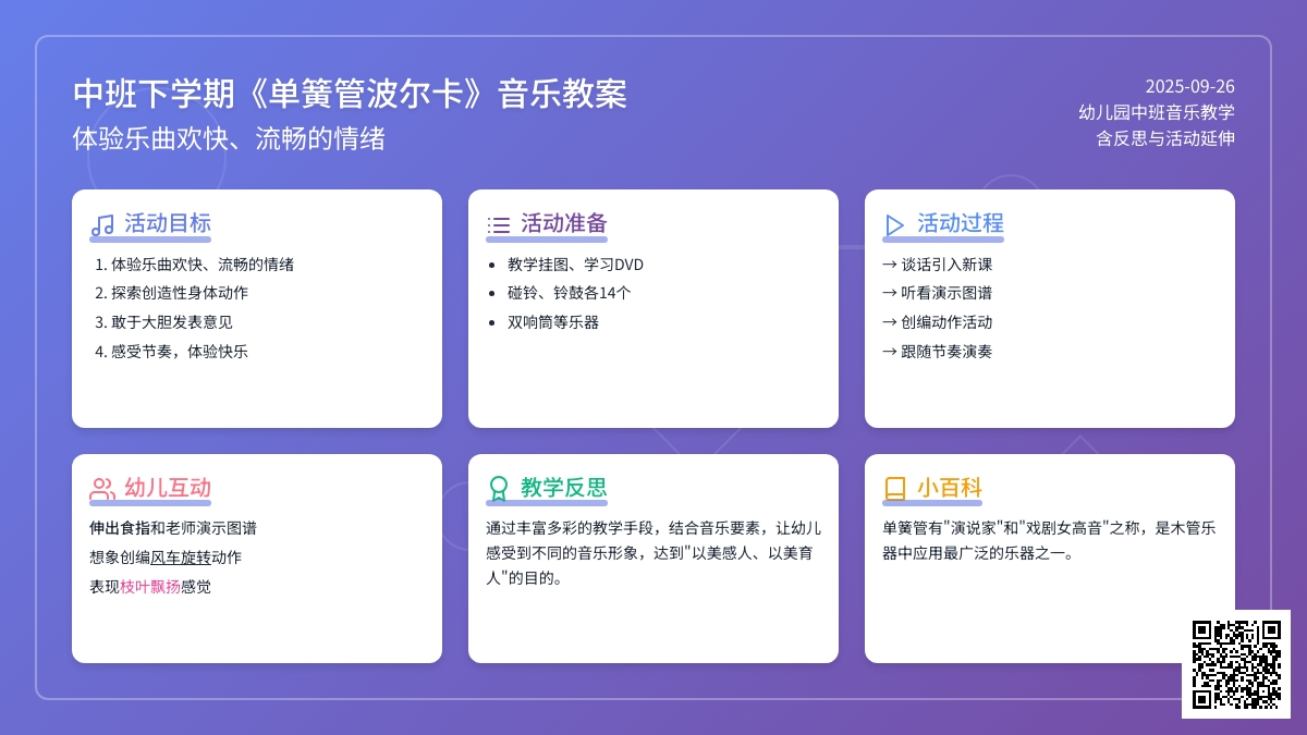 幼儿园中班下学期音乐教案《单簧管波尔卡》含反思