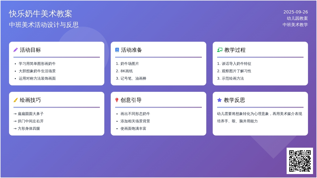 幼儿园中班美术教案《快乐奶牛》含反思