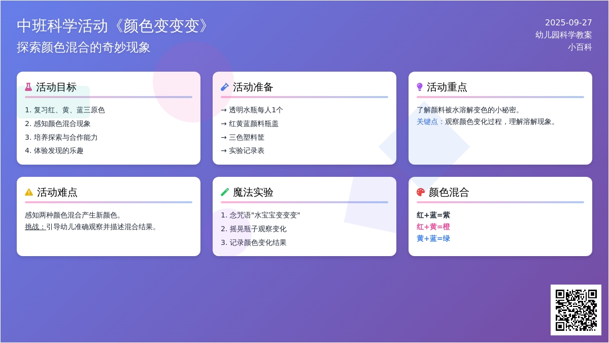 幼儿园中班科学活动教案《颜色变变变》含反思