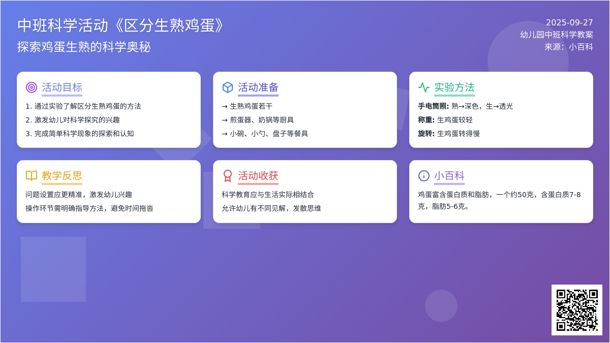 幼儿园中班科学活动教案《区分生熟鸡蛋》含反思