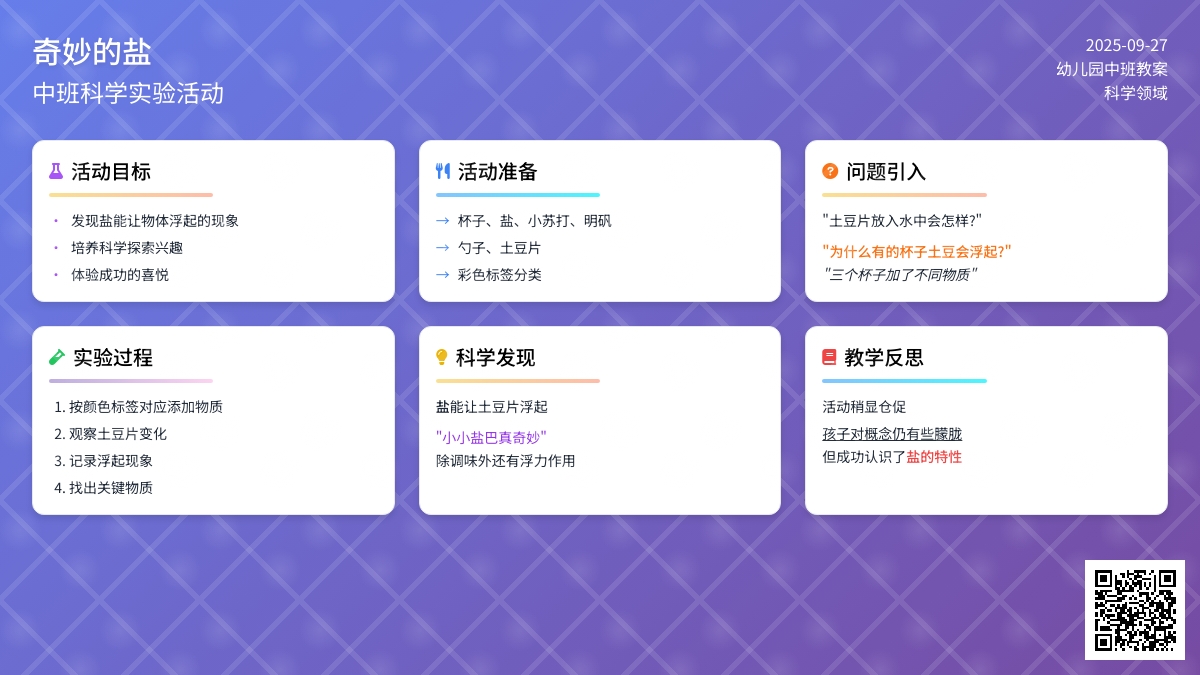 幼儿园中班下学期科学教案《奇妙的盐》含反思