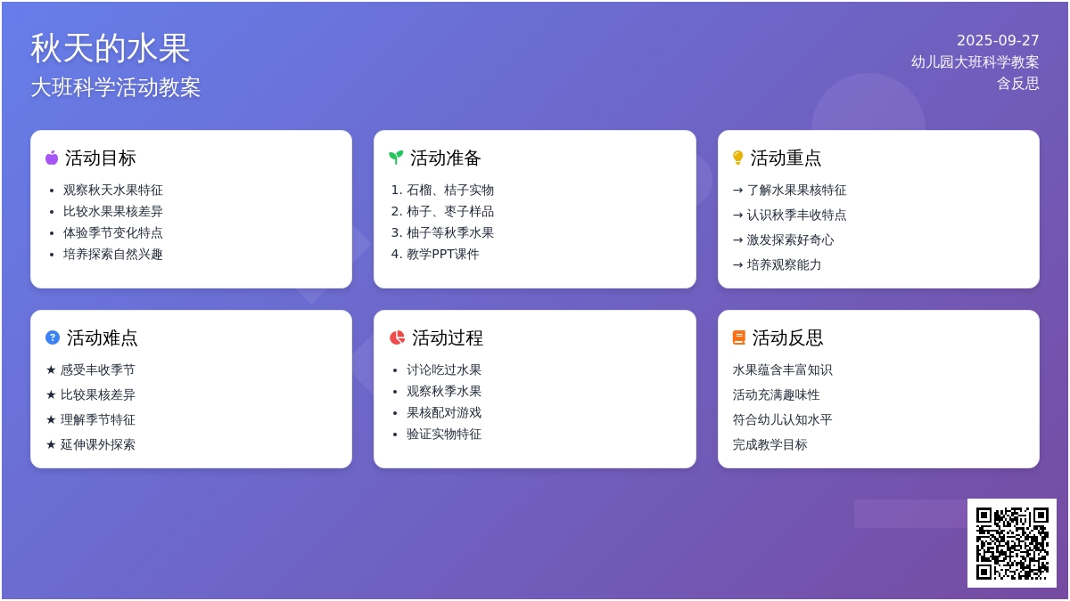幼儿园大班科学教案《秋天的水果》含反思