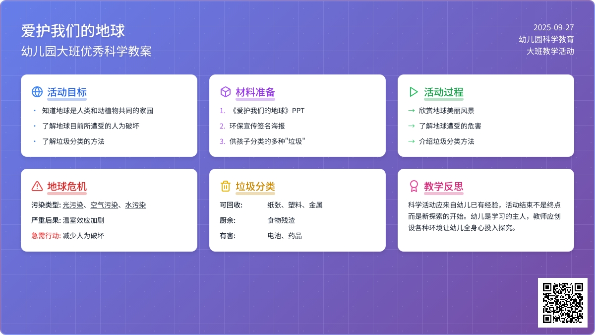 幼儿园大班优秀科学教案《爱护我们的地球》含反思