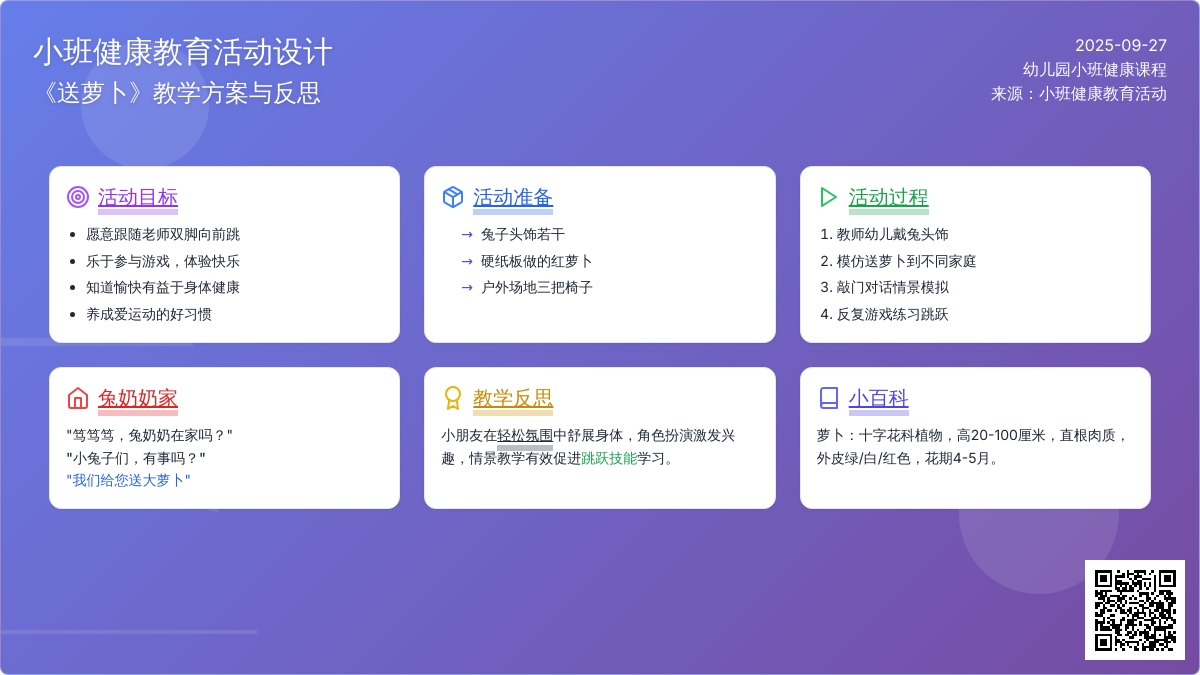 幼儿园小班健康教育教案《送萝卜》含反思