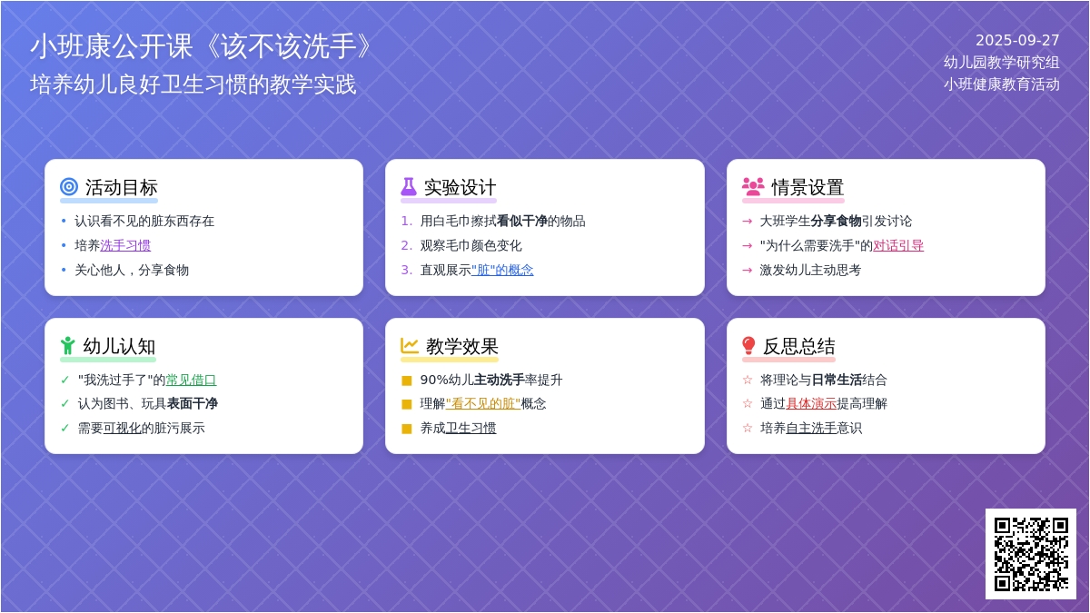 幼儿园小班健康公开课教案《该不该洗手》含反思