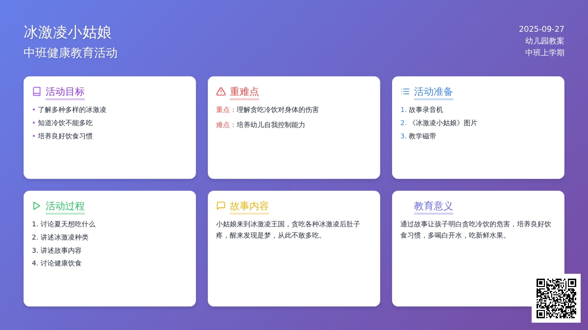 幼儿园中班上学期健康故事教案《冰激凌小姑娘》含反思