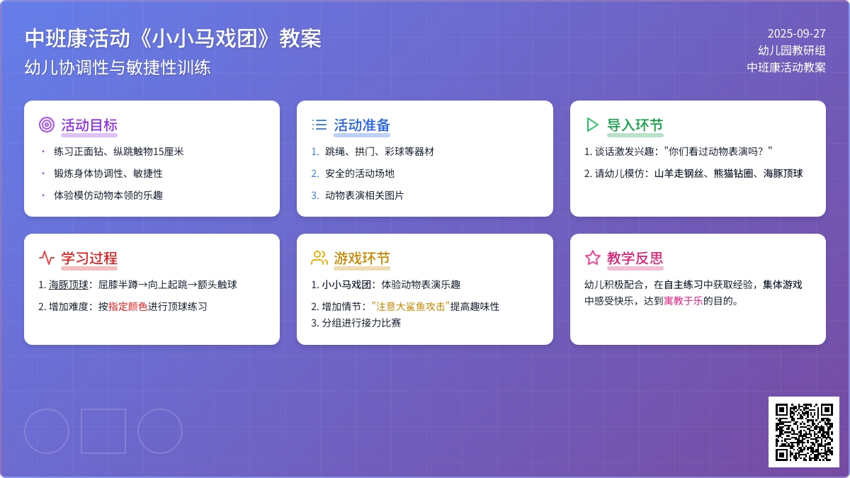 中班健康活动教案《小小马戏团》含反思