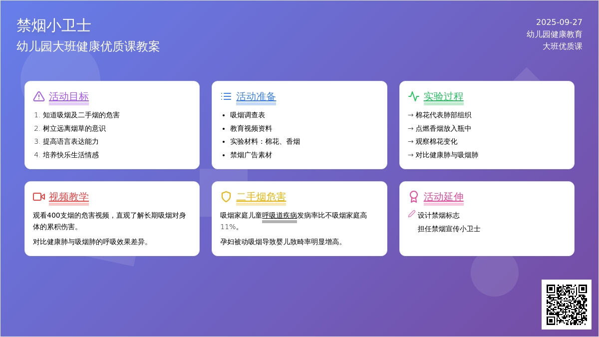 幼儿园大班健康优质课教案《禁烟小卫士》含反思