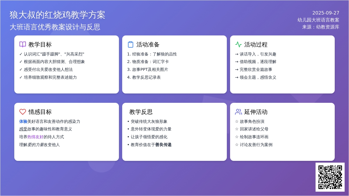 幼儿园大班语言优秀教案《狼大叔的红烧鸡(2篇)》含反思