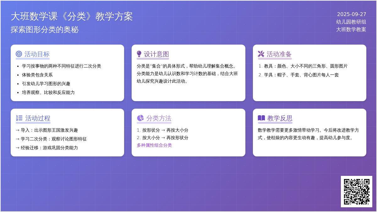 幼儿园大班数学课教案《分类》含反思