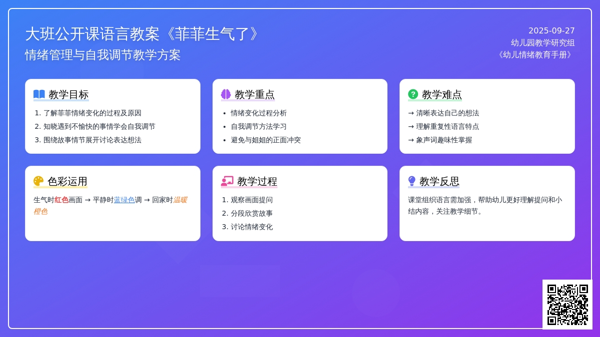 幼儿园大班公开课语言教案《菲菲生气了》含反思