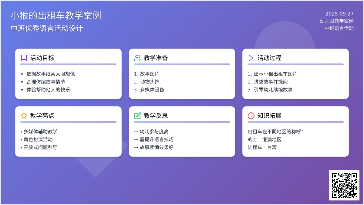 中班优秀语言教案《小猴的出租车》含反思
