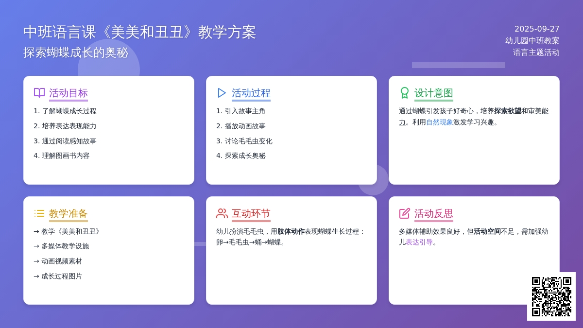 幼儿园中班语言课教案《美美和丑丑》含反思