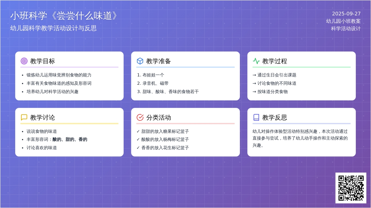 幼儿园小班科学教案《尝尝什么味道》含反思
