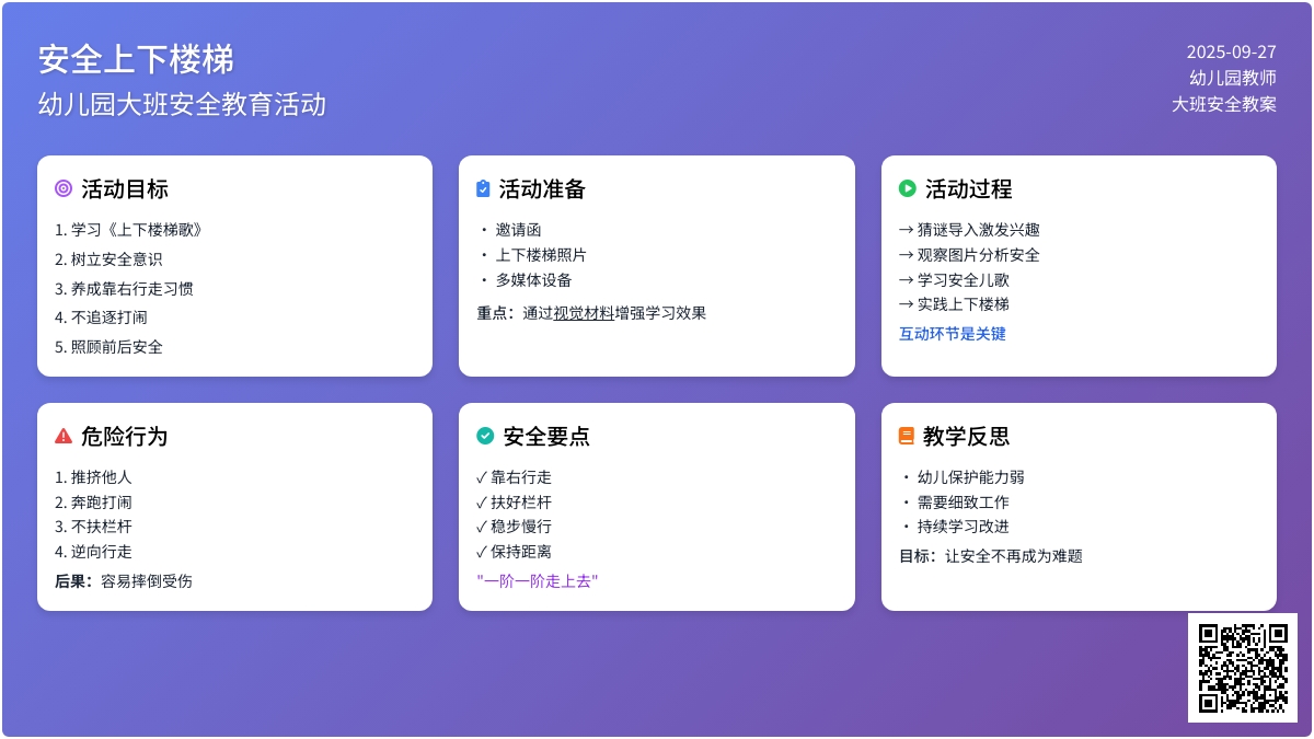 幼儿园大班安全儿歌教案《安全上下楼梯》含反思
