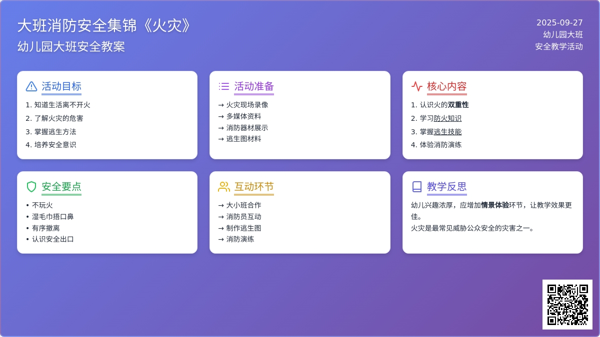 幼儿园大班消防安全教案集锦《火灾》含反思