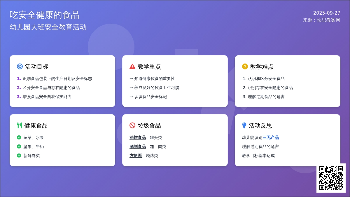 幼儿园大班安全教案《吃安全健康的食品》含反思