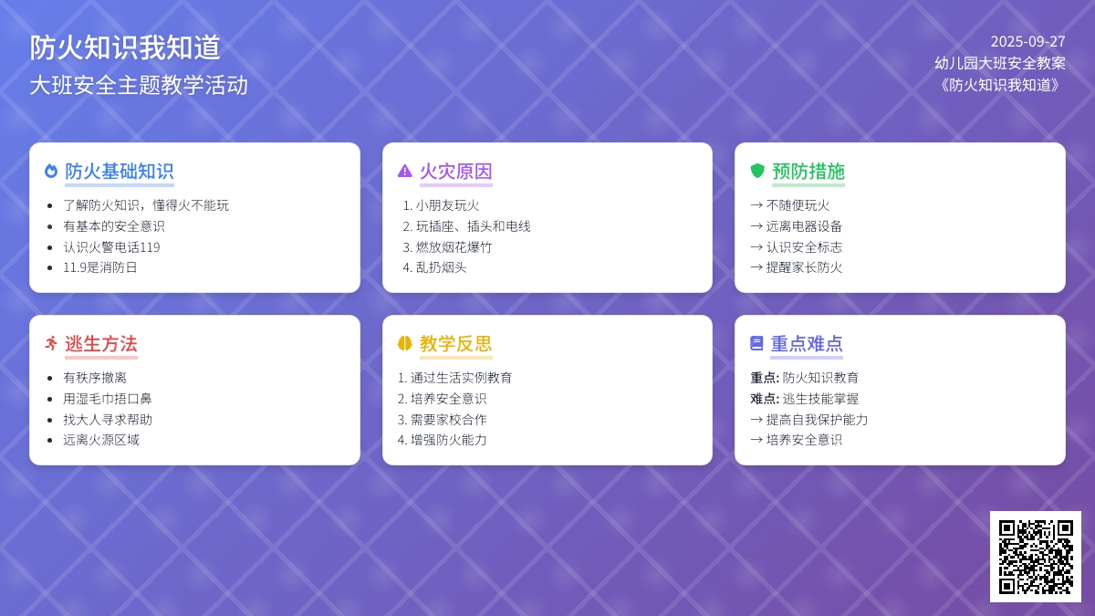 幼儿园大班安全教案《防火知识我知道》含反思