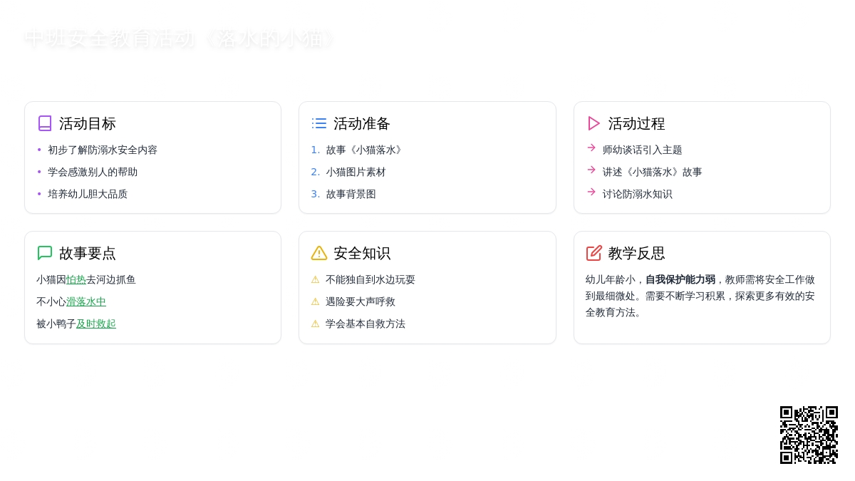 中班安全教育活动教案《落水的小猫》含反思