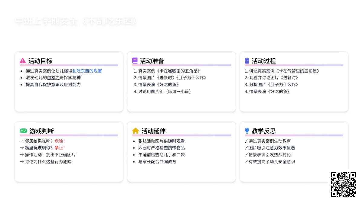 幼儿园中班上学期安全教案《不乱吃东西》含反思