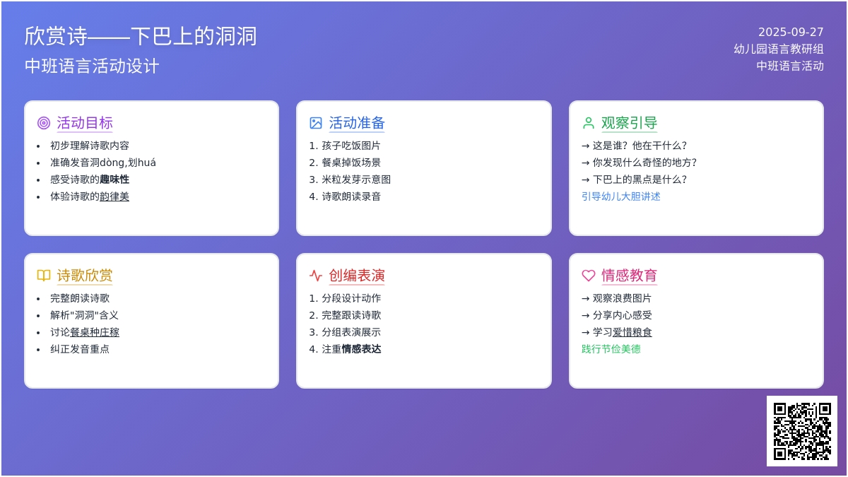 中班语言《欣赏诗――下巴上的洞洞》
