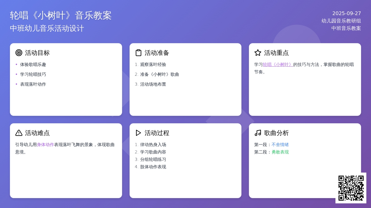 中班音乐教案轮唱《小树叶》