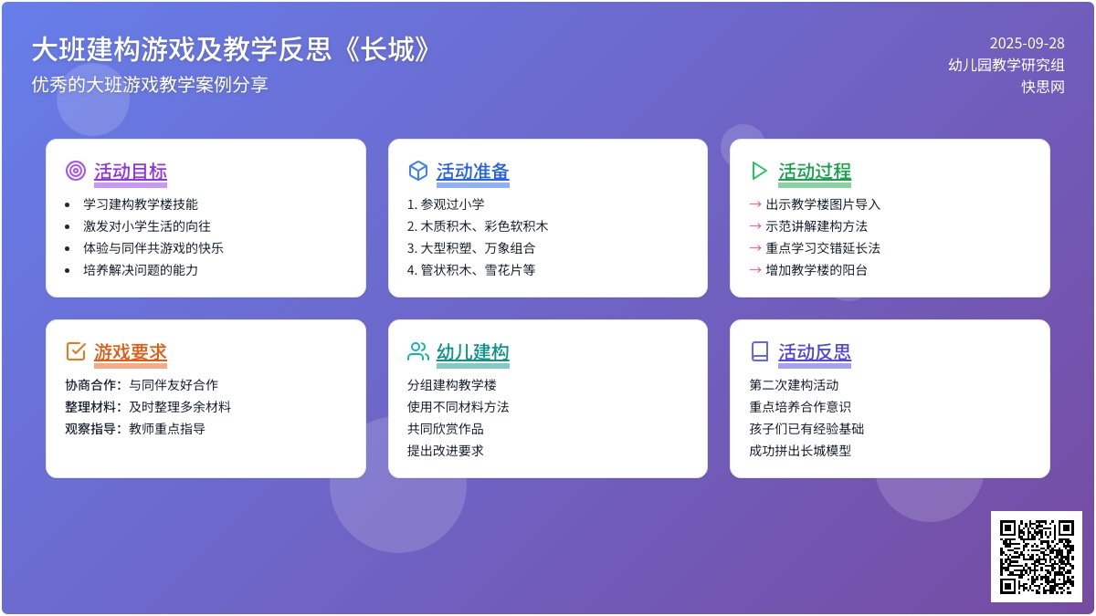 幼儿园大班建构游戏教案及教学反思《长城》