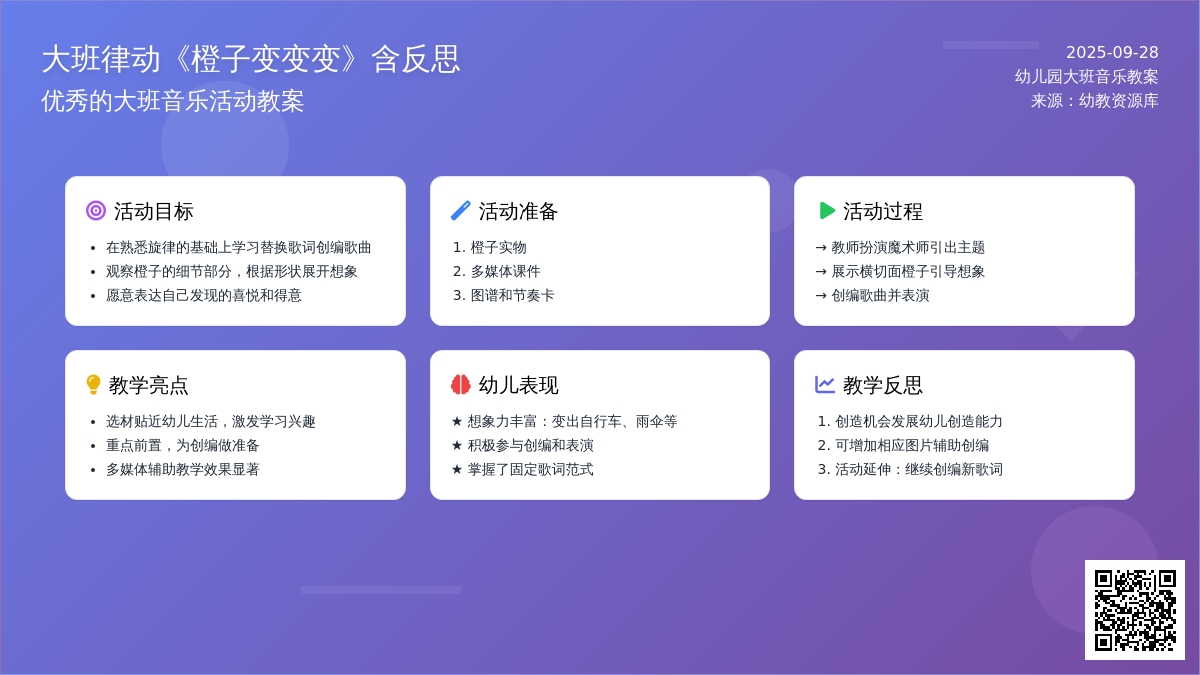 幼儿园大班音乐律动教案《橙子变变变 》含反思