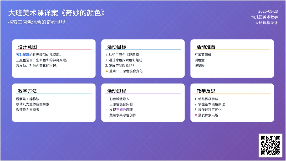 幼儿园大班美术课详案《奇妙的颜色》