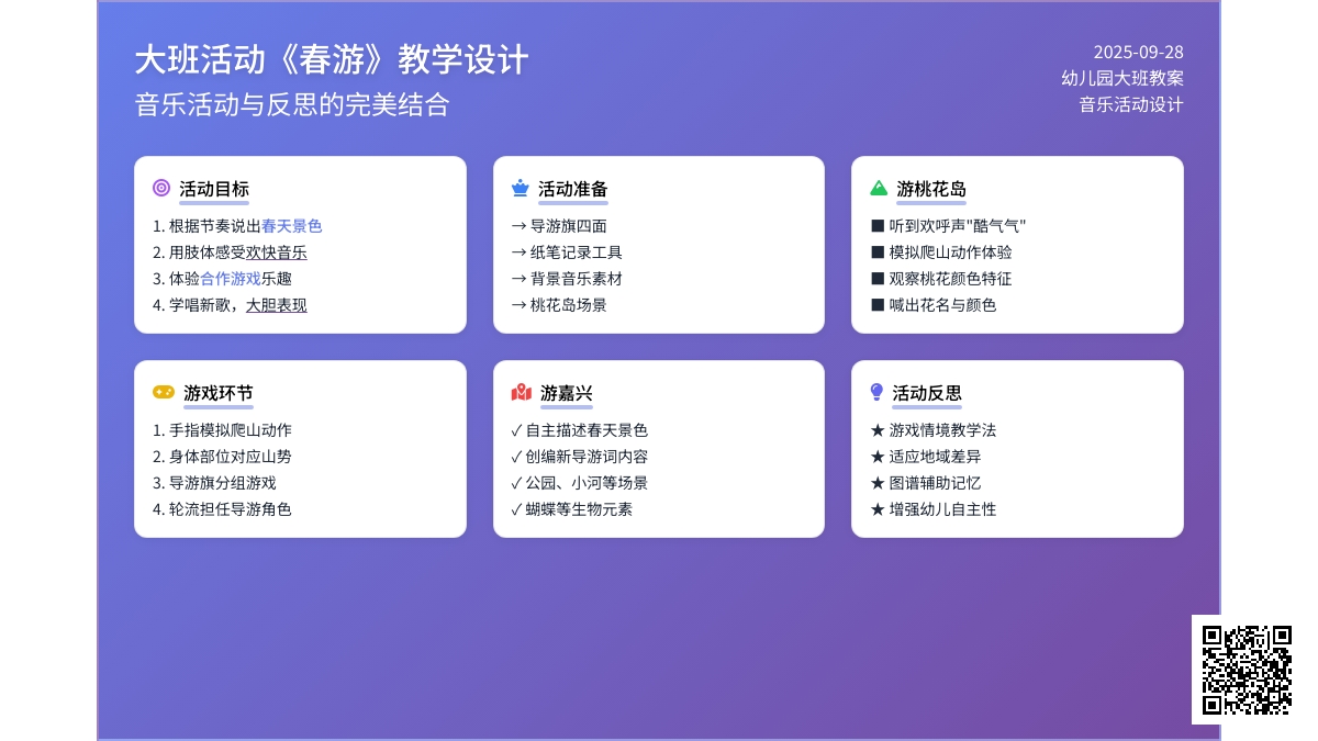 幼儿园大班音乐活动教案《春游》含反思