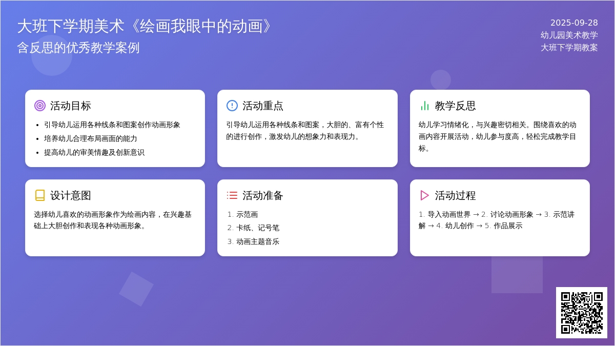 幼儿园大班下学期美术教案《绘画我眼中的动画》含反思