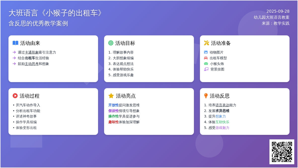 幼儿园大班语言教案《小猴子的出租车》含反思