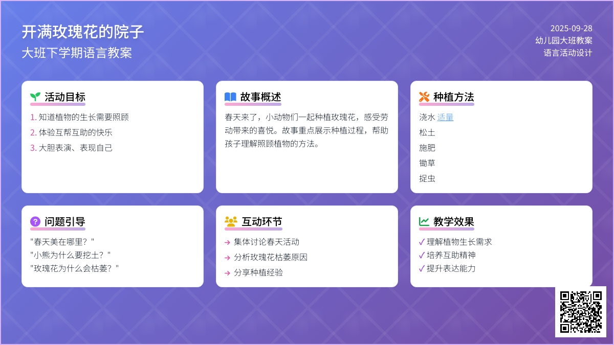 幼儿园大班下学期语言教案《开满玫瑰花的院子》