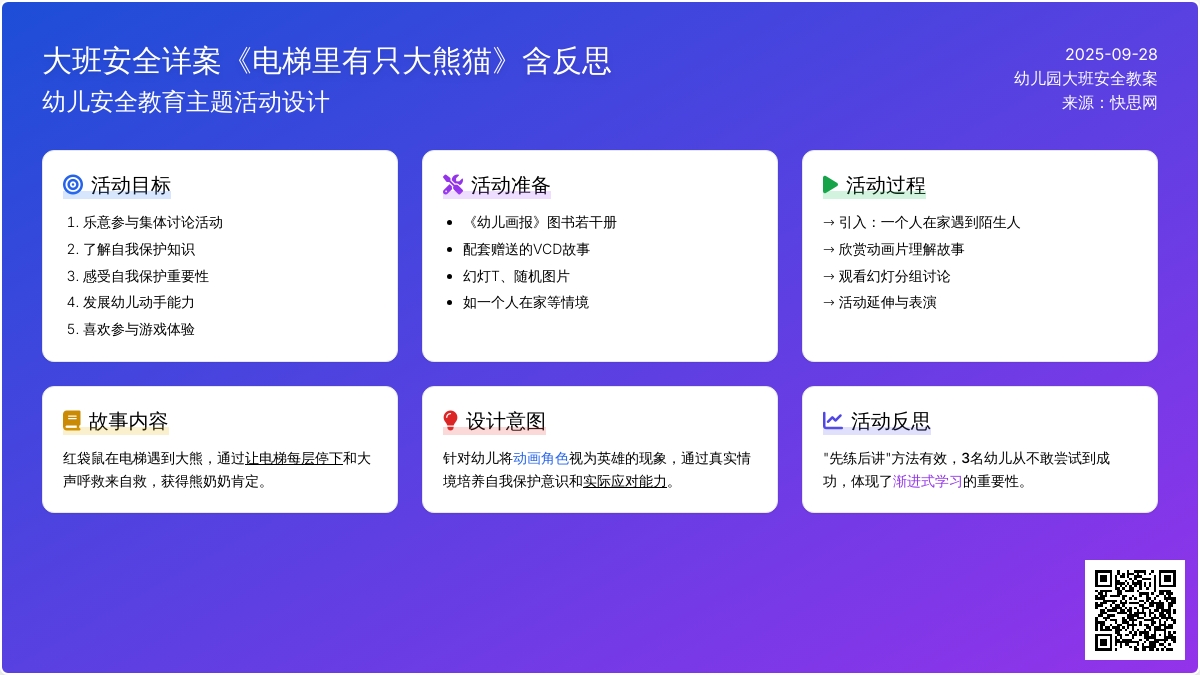 幼儿园大班安全教案详案《电梯里有只大熊猫》含反思