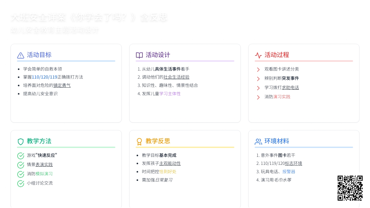 幼儿园大班安全教案详案《你学会了吗？》含反思