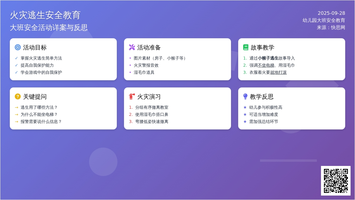 幼儿园大班安全教育教案详案反思《火灾逃生》