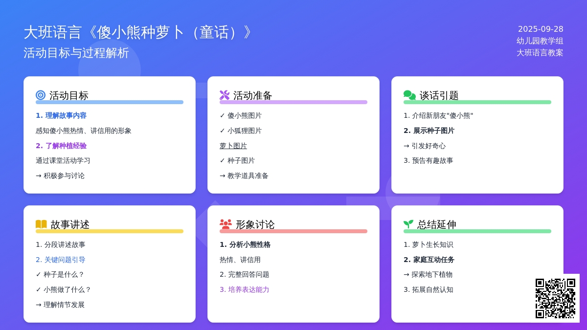 大班语言教案《傻小熊种萝卜（童话）》