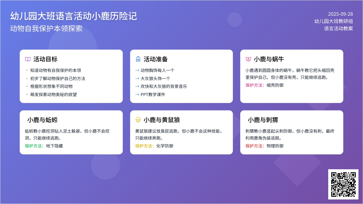 幼儿园大班语言活动教案小鹿历险记