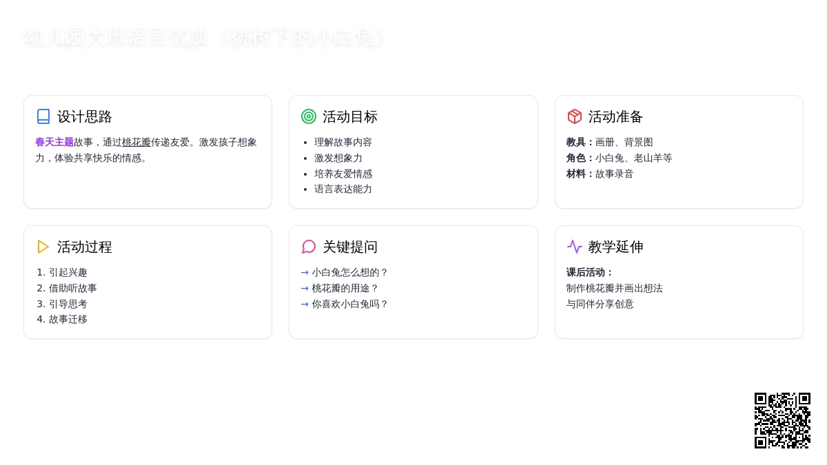 幼儿园大班语言优质教案《桃树下的小白兔》