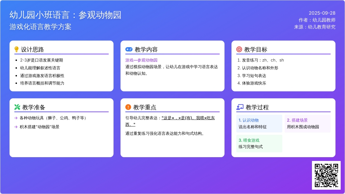 幼儿园小班语言教案：参观动物园