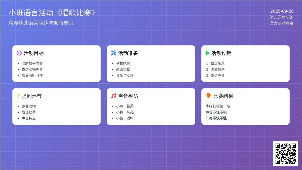 小班语言活动《唱歌比赛》