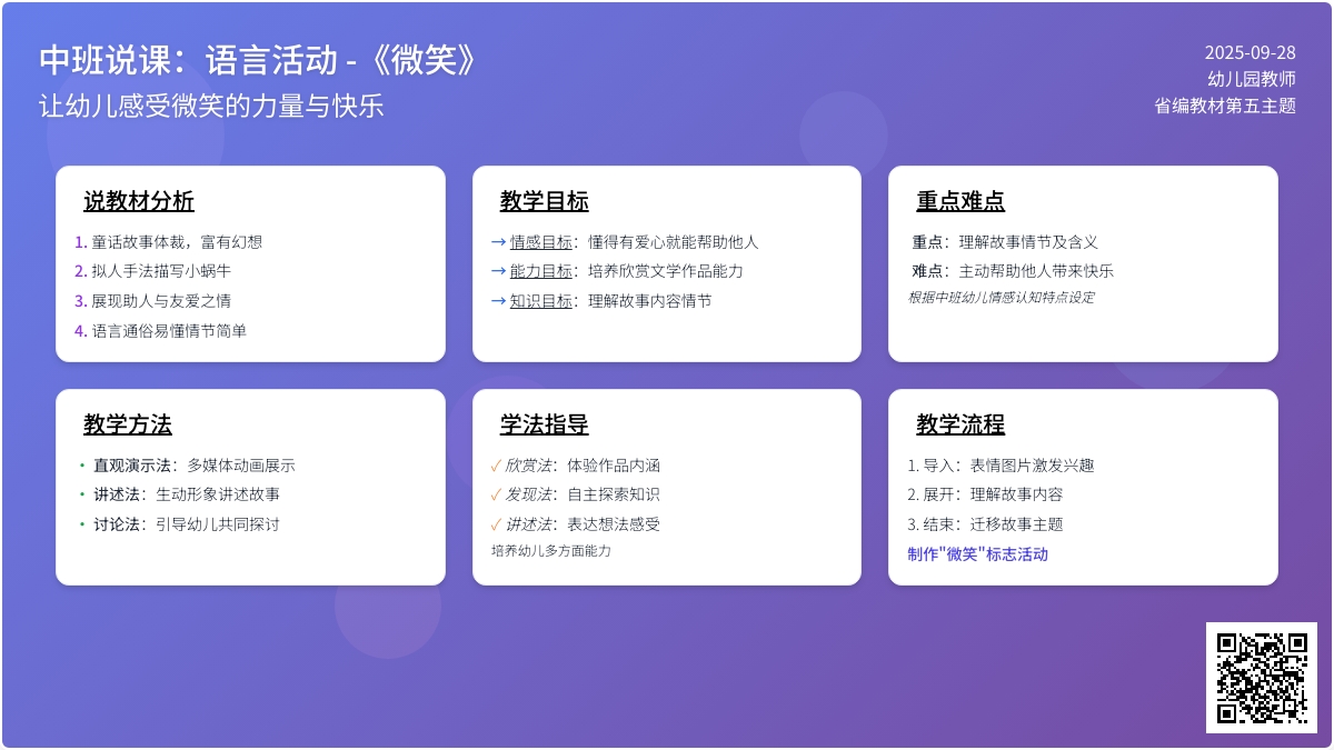 中班说课：语言活动 -《微笑》