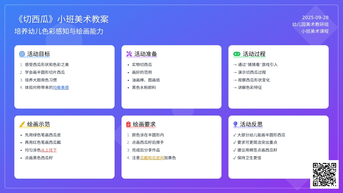 《切西瓜》小班美术教案