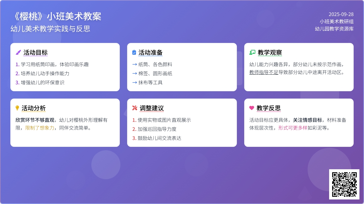《樱桃》小班美术教案