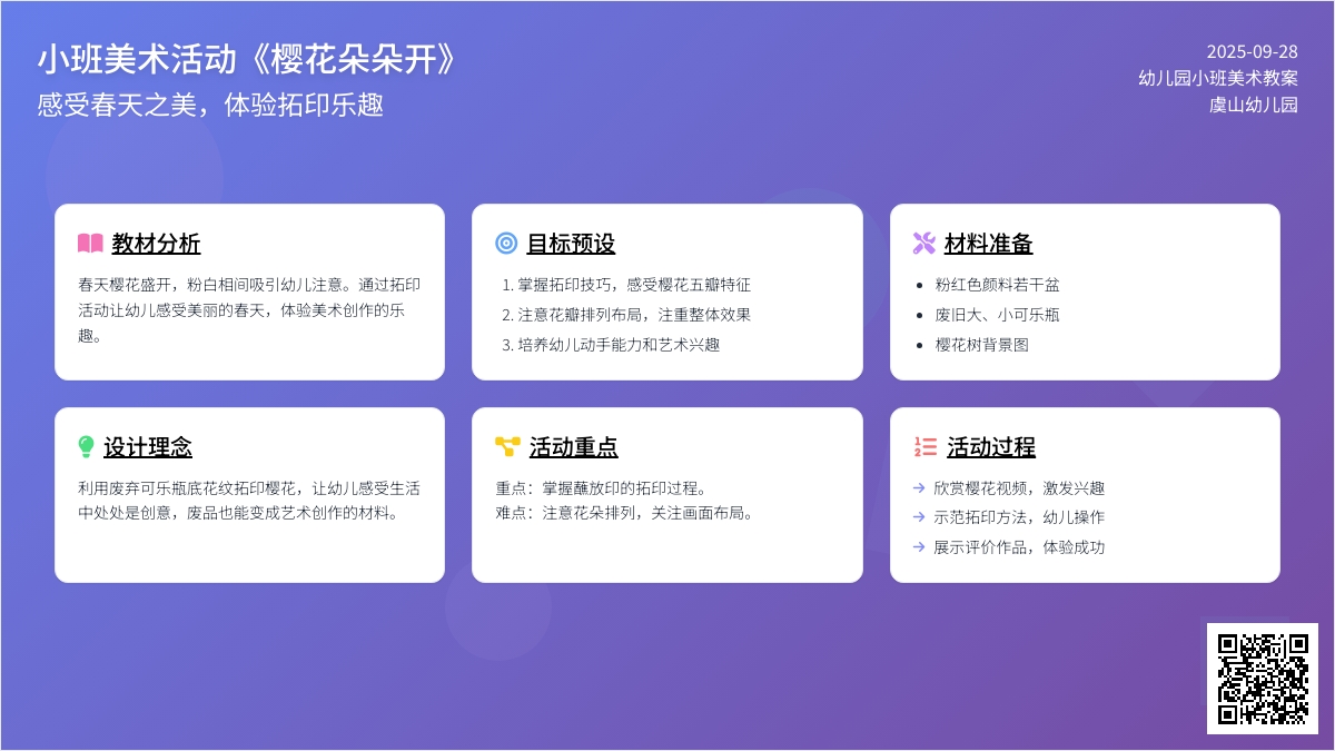 《樱花朵朵开》幼儿园小班美术教案